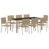 vidaXL Conjunto de Jantar para Jardim 9 unid. Bege vime PE