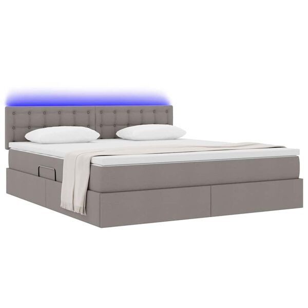 vidaXL Cama com arruma&ccedil;&atilde;o e LED Cinzento-acastanhado 180 x 200 cm