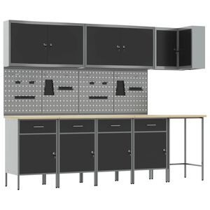 vidaXL Conjunto de Arm&aacute;rios de Trabalho Manual 12 unid. Preto e Cinza