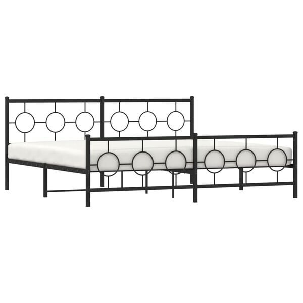 vidaXL Estrutura de cama com cabeceira e p&eacute;s 200x200 cm metal preto