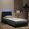 vidaXL Estrutura de cama com LED sem colch&atilde;o Hanko 90x190 cm veludo verde-escuro