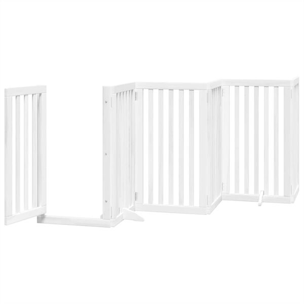 vidaXL Port&atilde;o p/ c&atilde;es com porta dobr&aacute;vel 9 pain&eacute;is 450 cm &aacute;lamo branco