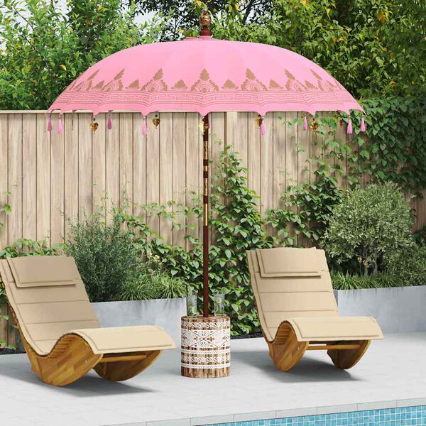 vidaXL Parasol Balin&ecirc;s com Base Rosa 215 x 215 x 260 cm