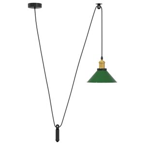 vidaXL Candeeiro suspenso regulável altura E27 verde brilhante Ø22cm