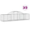 vidaXL Cestos gabi&atilde;o arqueados 9 pcs 200x50x40/60 cm ferro galvanizado