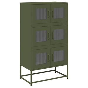 vidaXL Aparador alto 68x39x123 cm a&ccedil;o verde azeitona