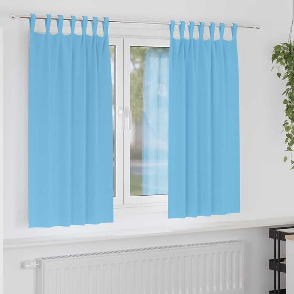 vidaXL Cortinas Blackout com Argolas 2 pcs Azul Claro 175 x 140 cm