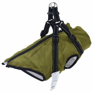 vidaXL Casaco para C&atilde;es Verde Ex&eacute;rcito L28 Velo e Poli&eacute;ster