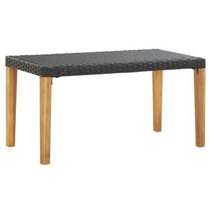 vidaXL Banco de jardim 120 cm vime PE e madeira de ac&aacute;cia maci&ccedil;a preto