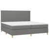 vidaXL Cama box spring c/ colch&atilde;o e LED 200x200 cm tecido cinza-escuro