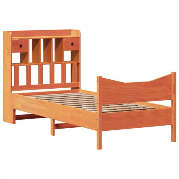 vidaXL Cama sem colch&atilde;o 75x190 cm madeira de pinho maci&ccedil;a castanho-mel