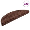 vidaXL Tapetes de escada 20 pe&ccedil;as 56x17x3 cm marrom semicircular