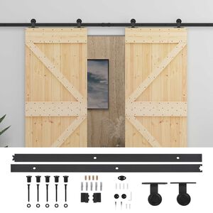 vidaXL Porta Deslizante 2 unid. 100 x 210 cm Madeira de Pinho Maci&ccedil;a