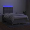 vidaXL Cama box spring c/ colch&atilde;o e LED 120x190 cm tecido cinza-claro