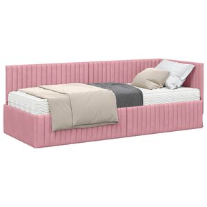 vidaXL Estrutura de Cama de Canto com Colch&atilde;o 2 unid. Rosa 80 x 200 cm
