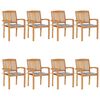 vidaXL Cadeiras de jardim empih&aacute;veis c/ almofad&otilde;es 8 pcs teca maci&ccedil;a