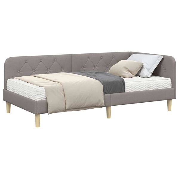 vidaXL Estrutura de Cama de Canto Cinzento-acastanhado 90 x 200 cm
