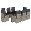 vidaXL 9 pcs conjunto de jantar p/ jardim c/ almofad&otilde;es cinzento claro