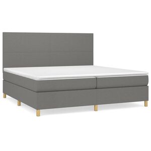 vidaXL Cama com molas/colch&atilde;o 200x200 cm tecido cinzento-escuro