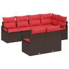 vidaXL Conjunto de Sof&aacute; de Jardim 7 unid. Marrom e Vermelho vime PE