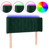 vidaXL Cabeceira cama c/ luzes LED veludo 103x16x78/88 cm verde-escuro