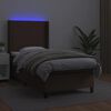 vidaXL Cama box spring c/ colch&atilde;o/LED 80x200 cm couro artif. castanho