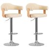 vidaXL Bancos de bar 2 pcs madeira curvada e couro artificial creme