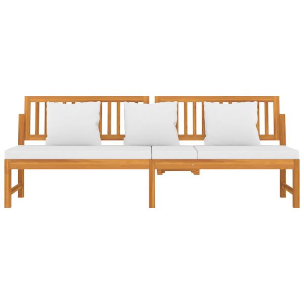 vidaXL Sofá-cama c/ almofadão creme 200x60x75 cm madeira acácia maciça