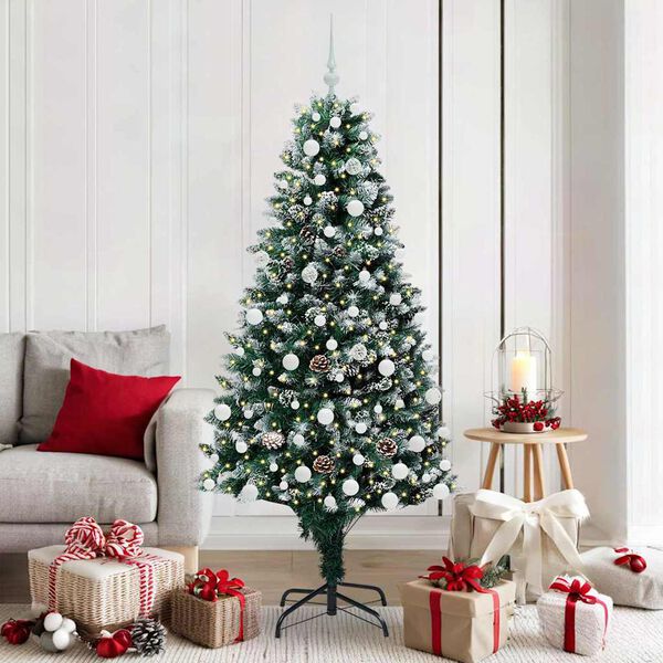 vidaXL &Aacute;rvore de Natal Artificial Verde 180 cm PVC, A&ccedil;o e Pl&aacute;stico