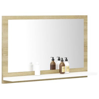 vidaXL Espelho casa de banho 60x10,5x37 cm contrapl. branco e carvalho