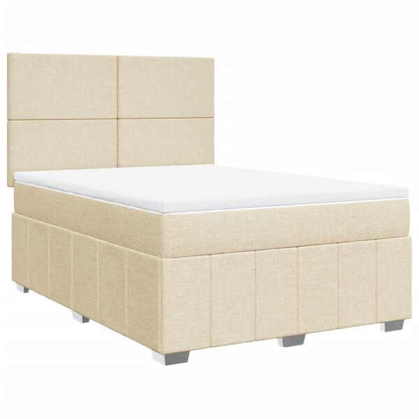 vidaXL Cama com molas/colch&atilde;o 160x200 cm tecido cor creme