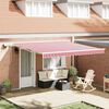 vidaXL Toldo Retrátil com Manual Vermelho e branco 400 ×300 cm tecido