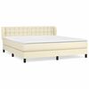 vidaXL Cama com molas/colch&atilde;o 160x200 cm couro artificial cor creme