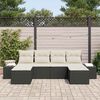 vidaXL Conjunto de Sofá de Jardim 4 pcs Preto e Creme vime PE