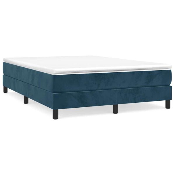 vidaXL Cama com molas/colch&atilde;o 140x190 cm veludo azul-escuro