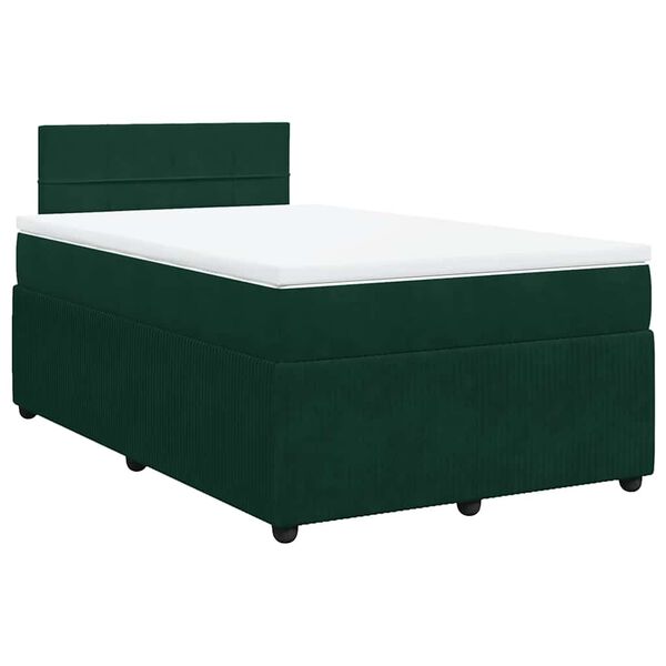 vidaXL Cama boxspring com colch&atilde;o 120x190 cm veludo verde-escuro