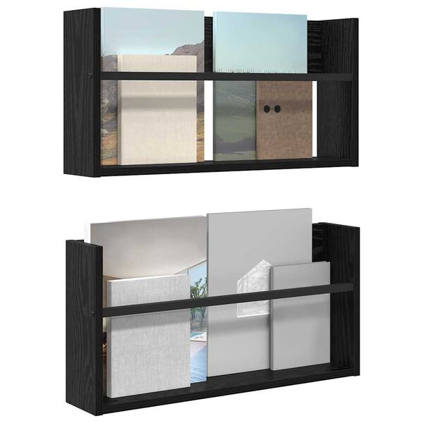 vidaXL Estante de Revistas 2 pcs Carvalho Preto 60 x 12 x 30 cm
