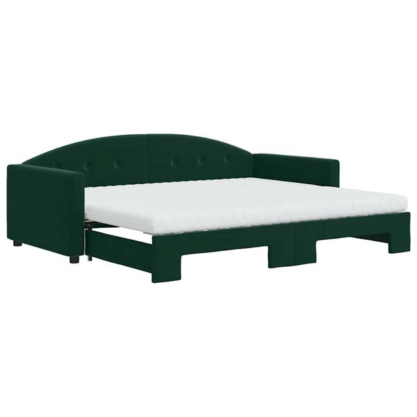 vidaXL Sofá-cama c/ gavetão e colchões 90x200cm veludo verde-escuro