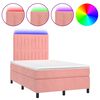 vidaXL Cama box spring c/ colch&atilde;o/LED 120x200 cm veludo rosa