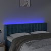 vidaXL Cabeceira cama c/ luzes LED veludo 147x16x78/88 cm azul-escuro