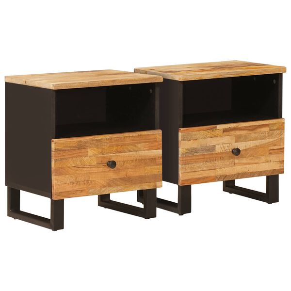 vidaXL Gabinete de Cama com gaveta 2 pcs Castanho 40 x 33 x 46 cm