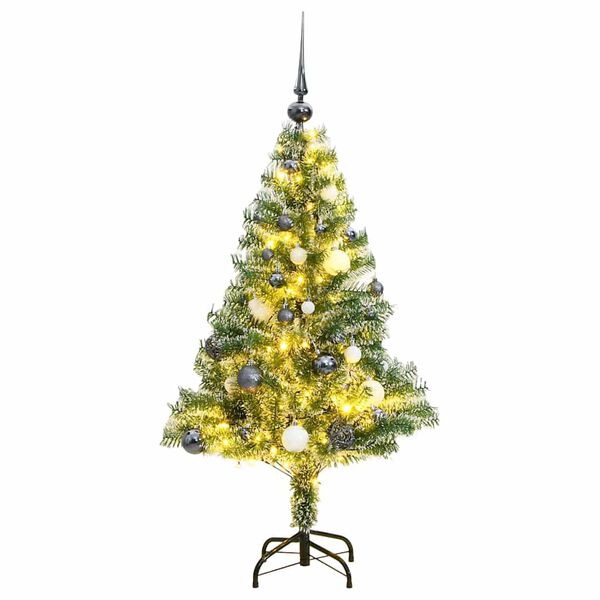 vidaXL Árvore de Natal artificial c/ 150 LEDs conj. bolas e neve 120cm