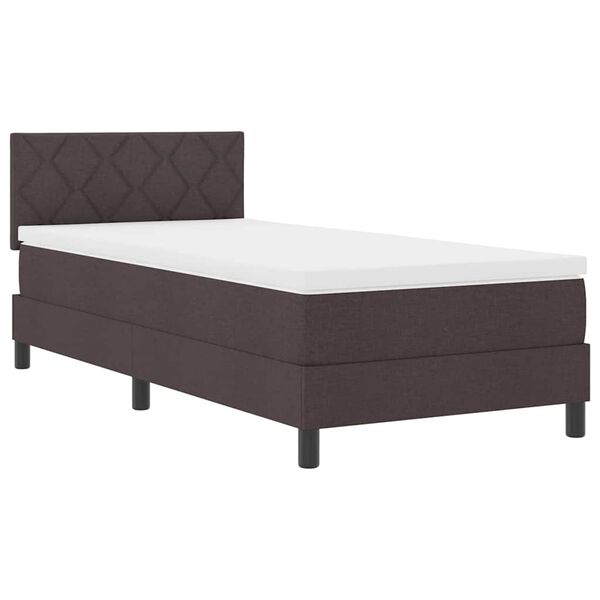 vidaXL Cama Box com colch&atilde;o Marrom Escuro 90 x 200 cm tecido