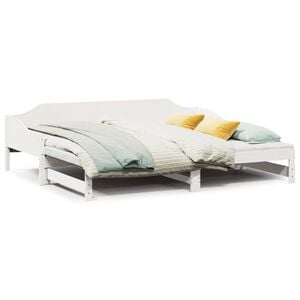 vidaXL Sof&aacute;-cama com gavet&atilde;o 90x200 cm madeira de pinho maci&ccedil;a branco