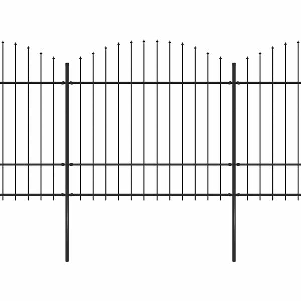vidaXL Cerca de jardim com topo em forma de lan&ccedil;a em a&ccedil;o 1781,5x175 cm, preta
