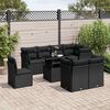 vidaXL 9 pcs conjunto de sof&aacute;s p/ jardim c/ almofad&otilde;es vime PE preto