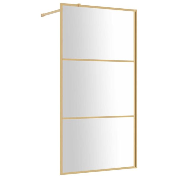 vidaXL Divis&oacute;ria de chuveiro 115x195 cm vidro transparente ESG dourado