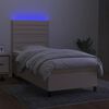 vidaXL Cama box spring c/ colch&atilde;o e LED 90x190 cm tecido cor creme