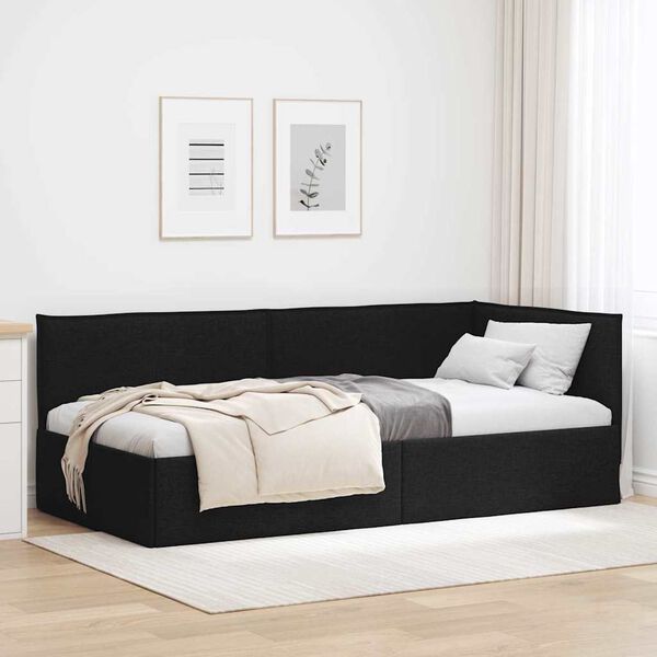 vidaXL Estrutura de Cama de Canto Preto 90 x 190 cm Veludo