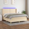vidaXL Cama box spring c/ colch&atilde;o e LED 160x200 cm tecido cor creme